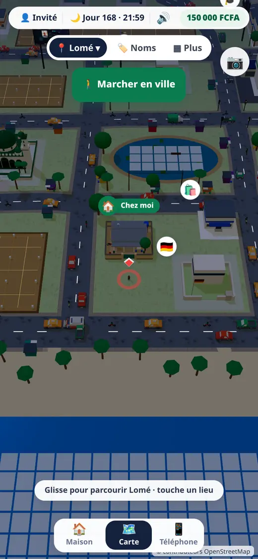Lomé in 3D: neighbourhoods, markets, landmarks and real places